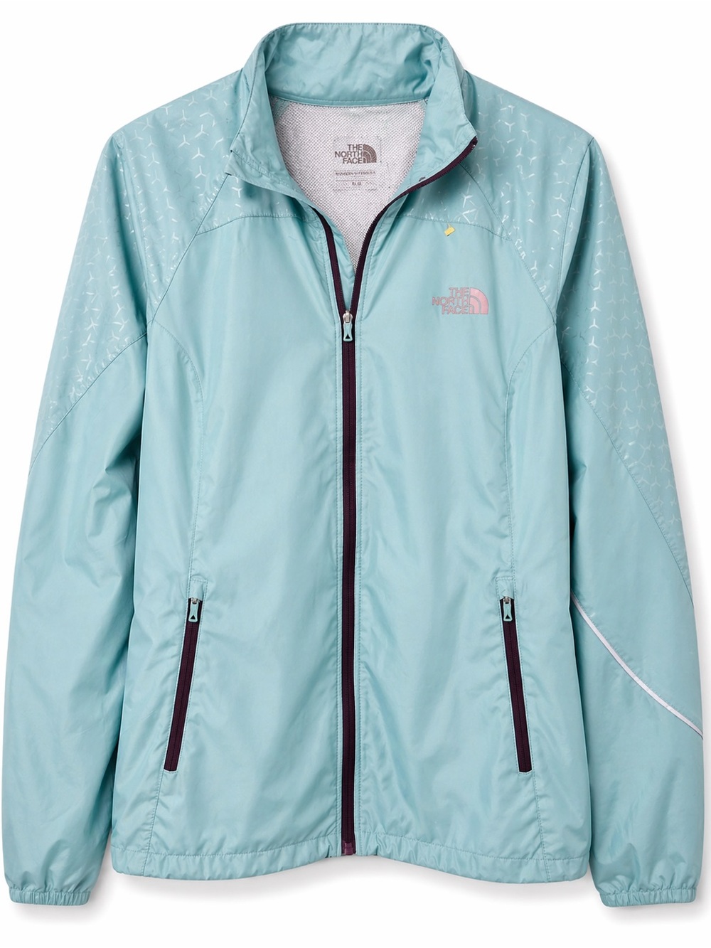 The North Face Light Teal Windbreaker Jacket with Dark Zip size SP